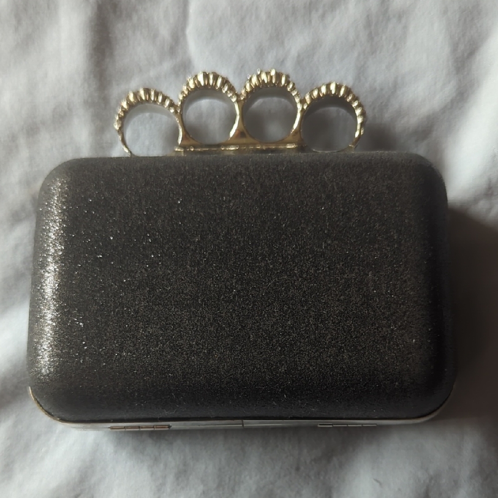 Dynamite Black and silverClutch with Metal Frame Closure